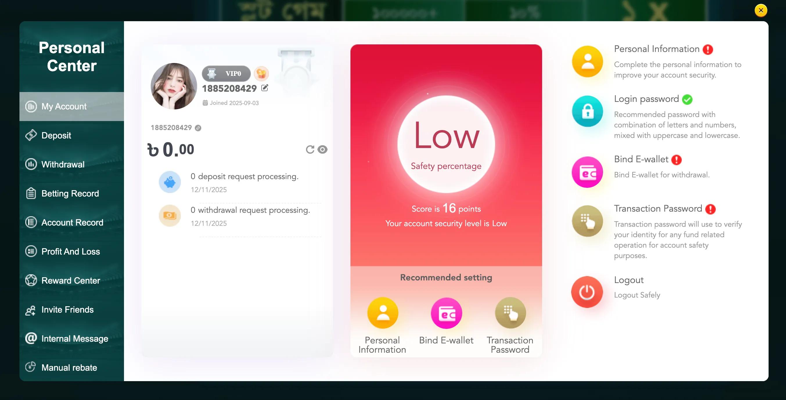 Invite overview Casino EK333