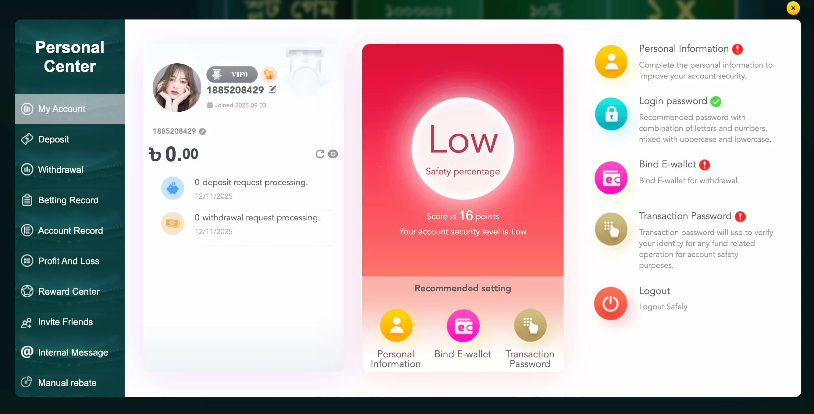 Invite overview Casino EK333